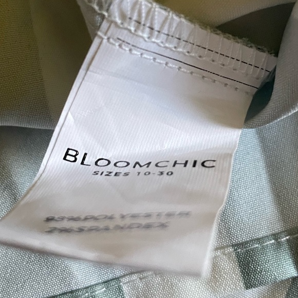 SOLD Bloomchic Women's Size 18-20 Green & White Striped Cold Shoulder Top - Picture 11 of 11